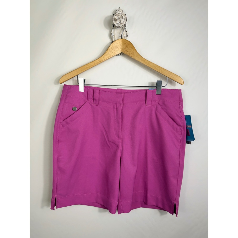 PGA TOUR Womens Rosebud Pink Core Solid Woven 7 Inch Golf Shorts Size 10 NEW